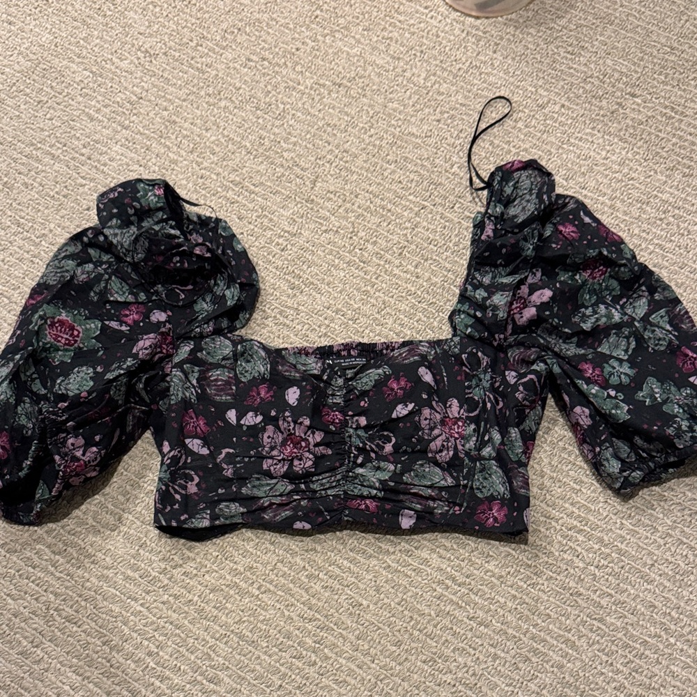 Floral Puff Sleeve Women's Top ZARA